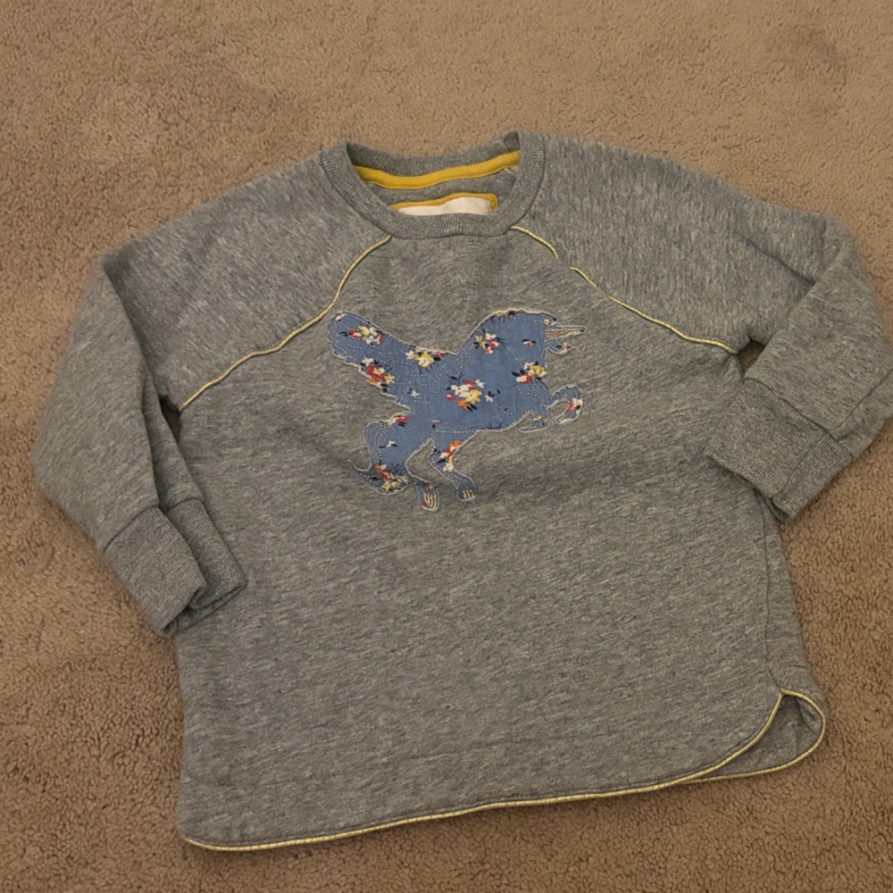Boden Gray Sweater with Blue Unicorn